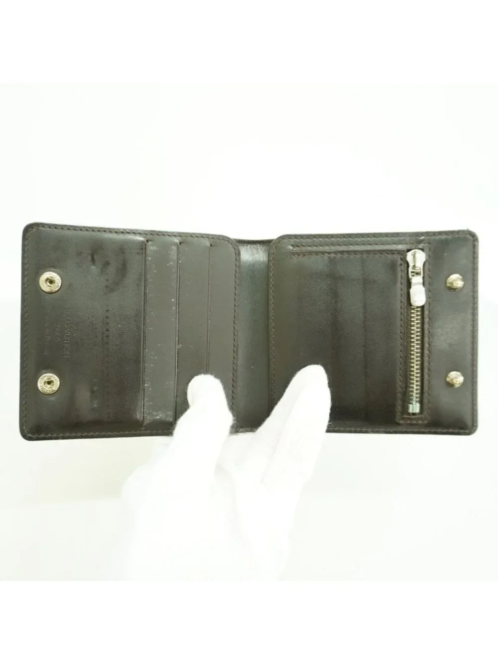 Louis Vuitton Wallet Monogram Glace Leather Portefeuille Compact Cafe